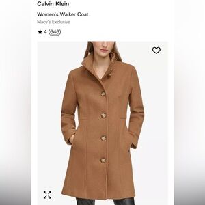 Calvin Klein walker coat stand collar for Macys